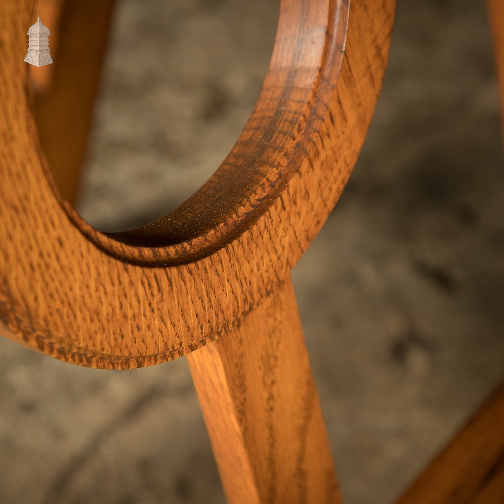 Oak Coffin Stands with circle detail with brass hardware