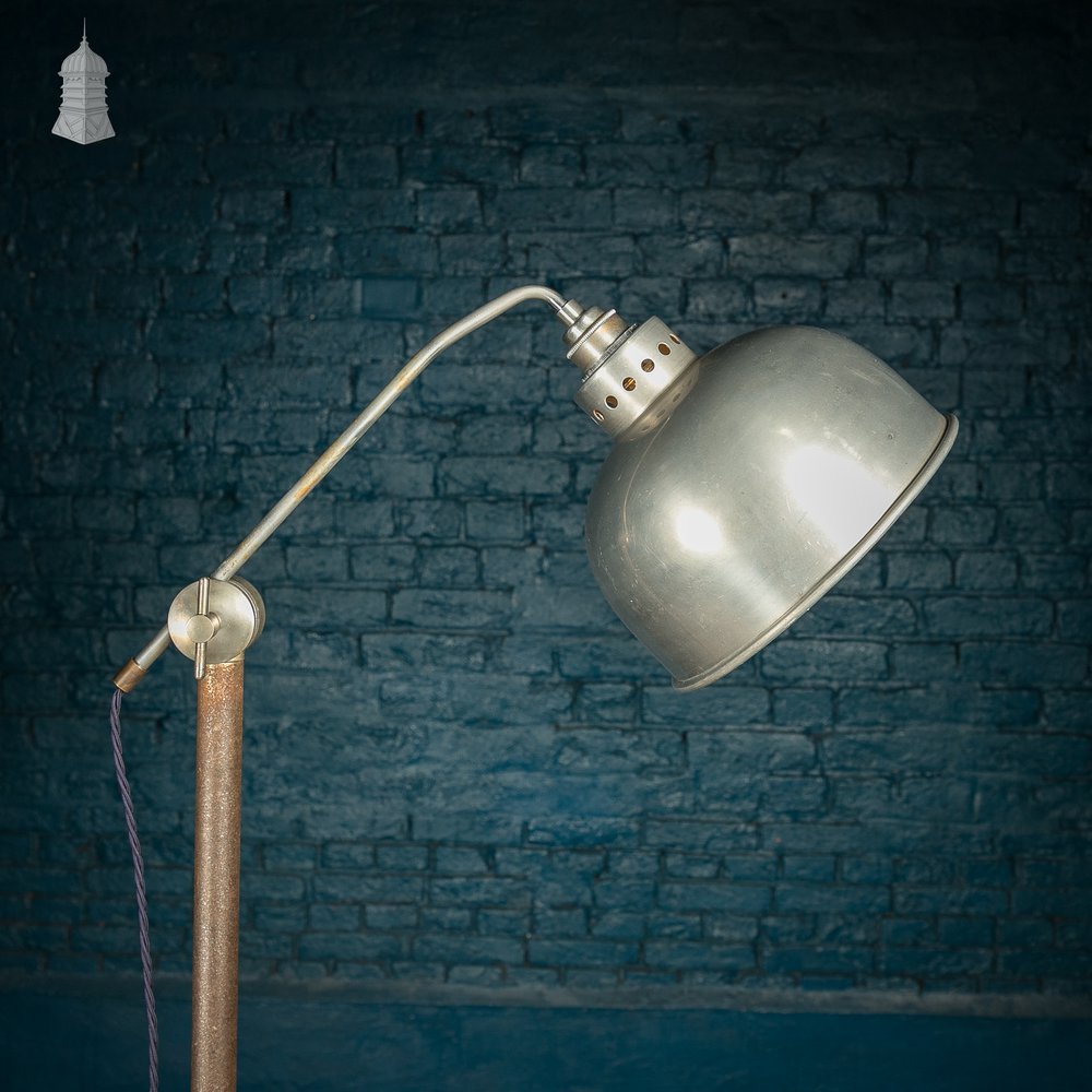 Adjustable Industrial Lamp with Weighted Steel Tripod Base