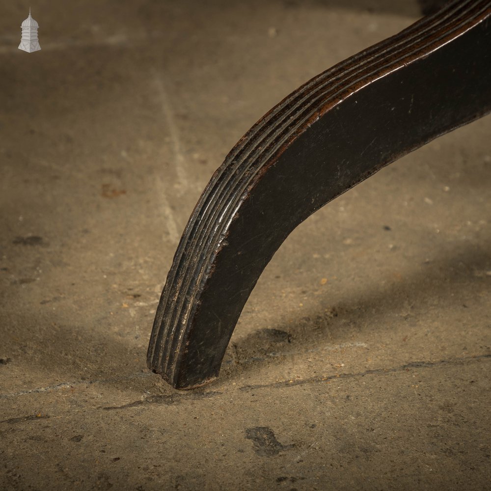 Ebonised Side Table, 18th C Circular 3 Leg with Reeded Pedestal