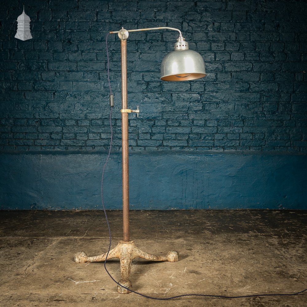 Adjustable Industrial Lamp with Weighted Steel Tripod Base