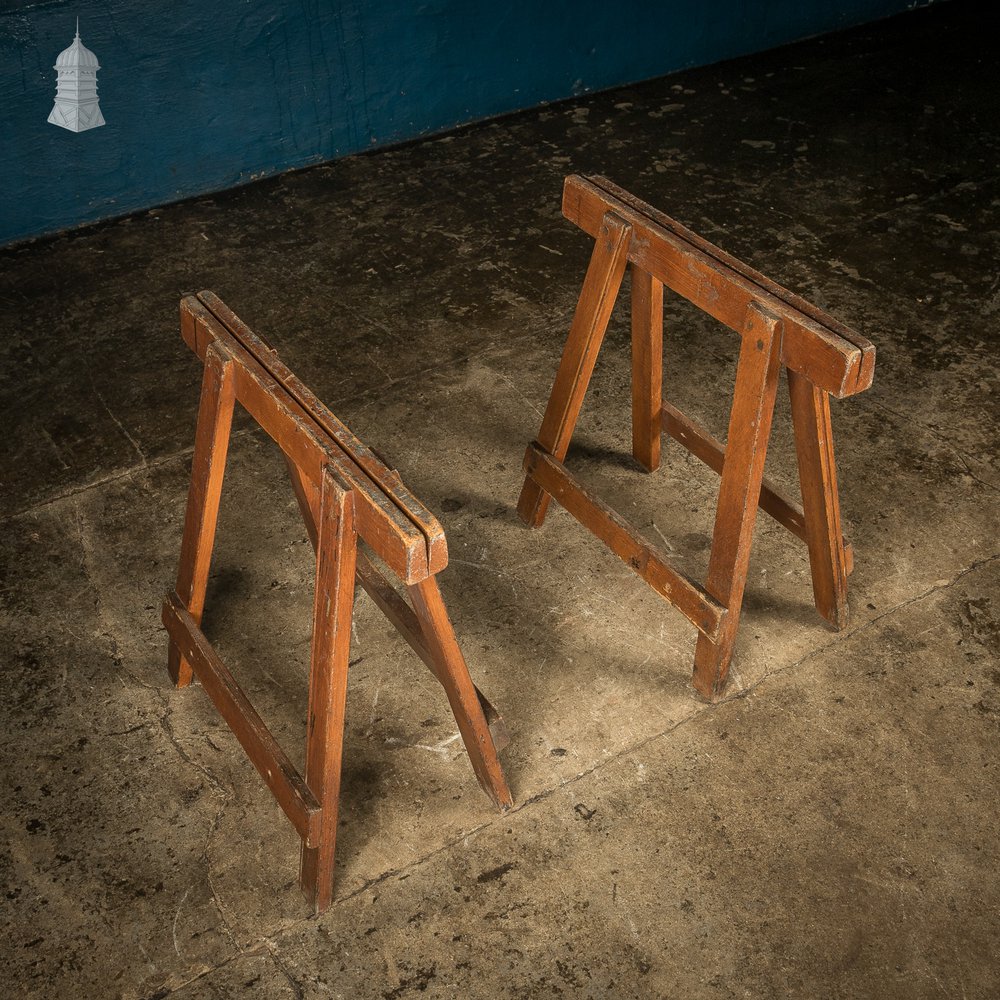 Low Level Coffin Stands, 19th C Pine, Pair