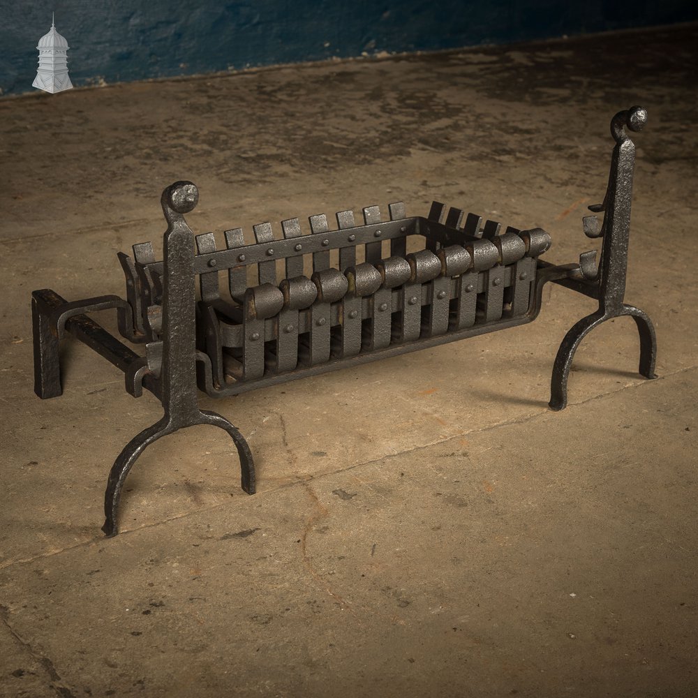 Fire Grate and Andirons, Cast Iron