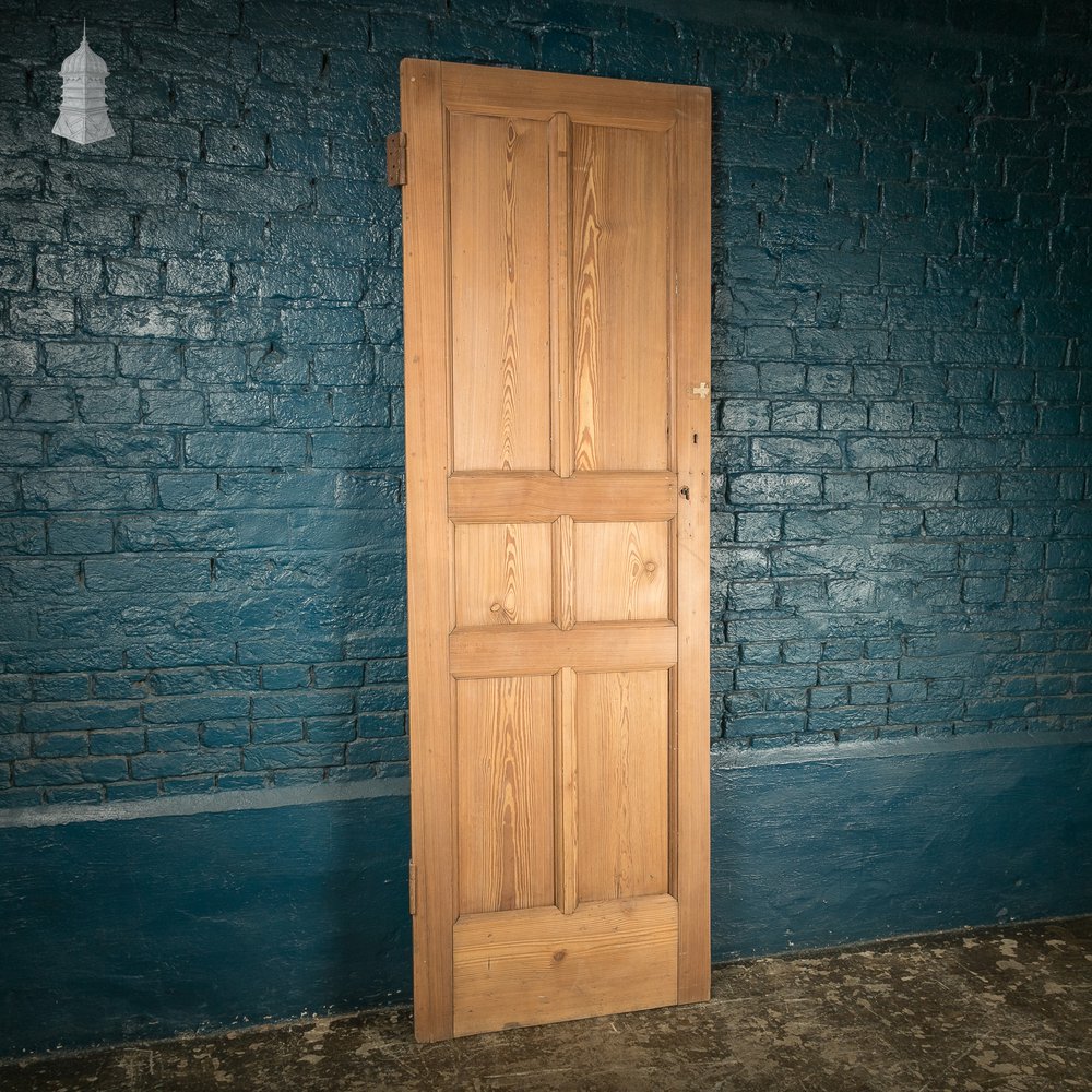 Pitch Pine Door, 19th C 6 Panel Internal Door