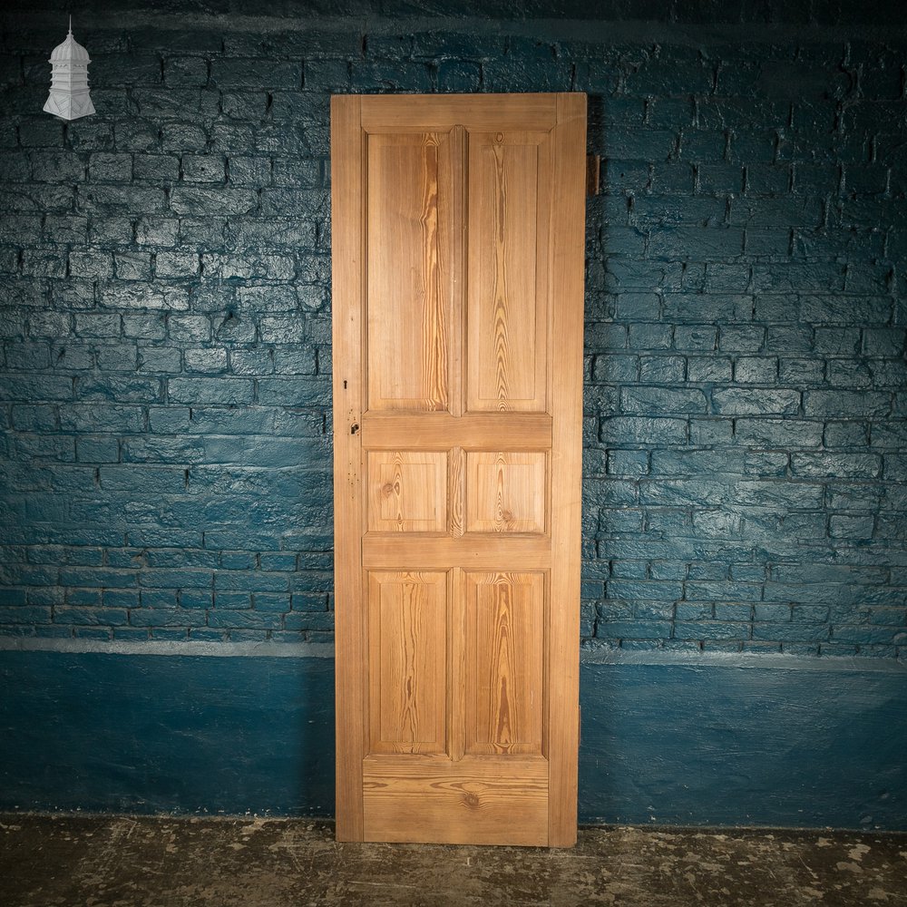 Pitch Pine Door, 19th C 6 Panel Internal Door