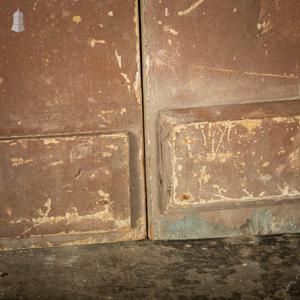 Pine Cupboard Door Pair, Distressed Paint