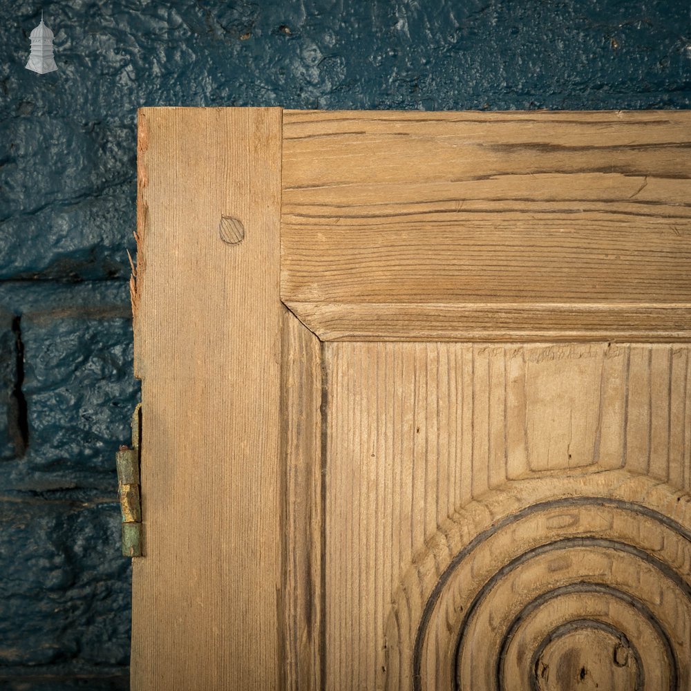 Pine Cupboard Door Pair, Bullseye Rosette Design