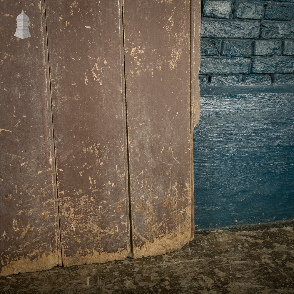 Hardwood Barn Door, 18th C Braced and Ledged with Period Repair and Distressed Brown Paint Finish