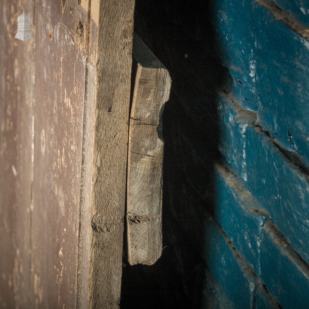 Hardwood Barn Door, 18th C Braced and Ledged with Period Repair and Distressed Brown Paint Finish