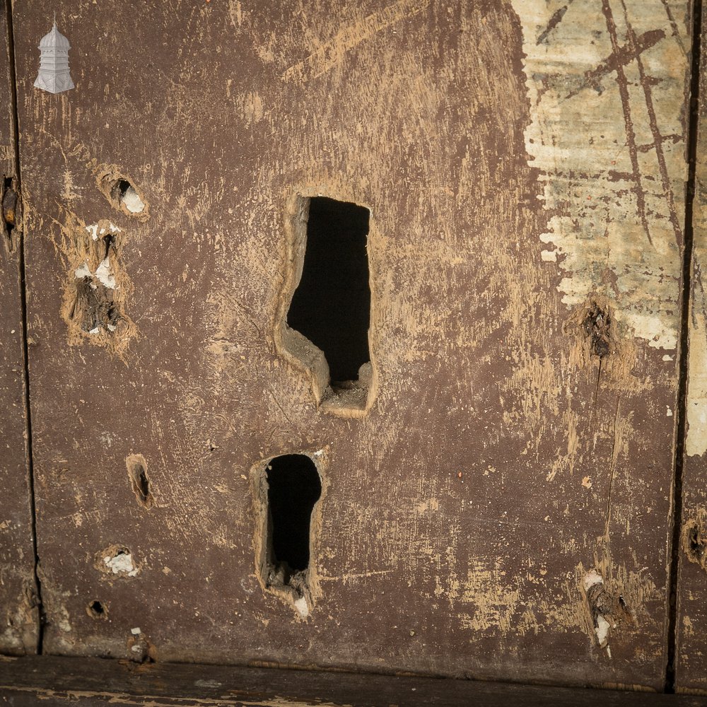 Hardwood Barn Door, 18th C Braced and Ledged with Period Repair and Distressed Brown Paint Finish