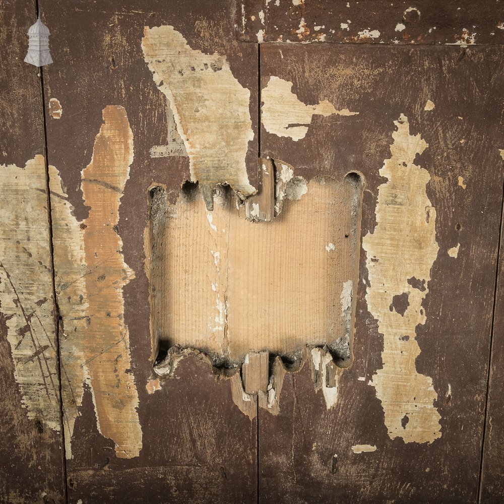 Hardwood Barn Door, 18th C Braced and Ledged with Period Repair and Distressed Brown Paint Finish