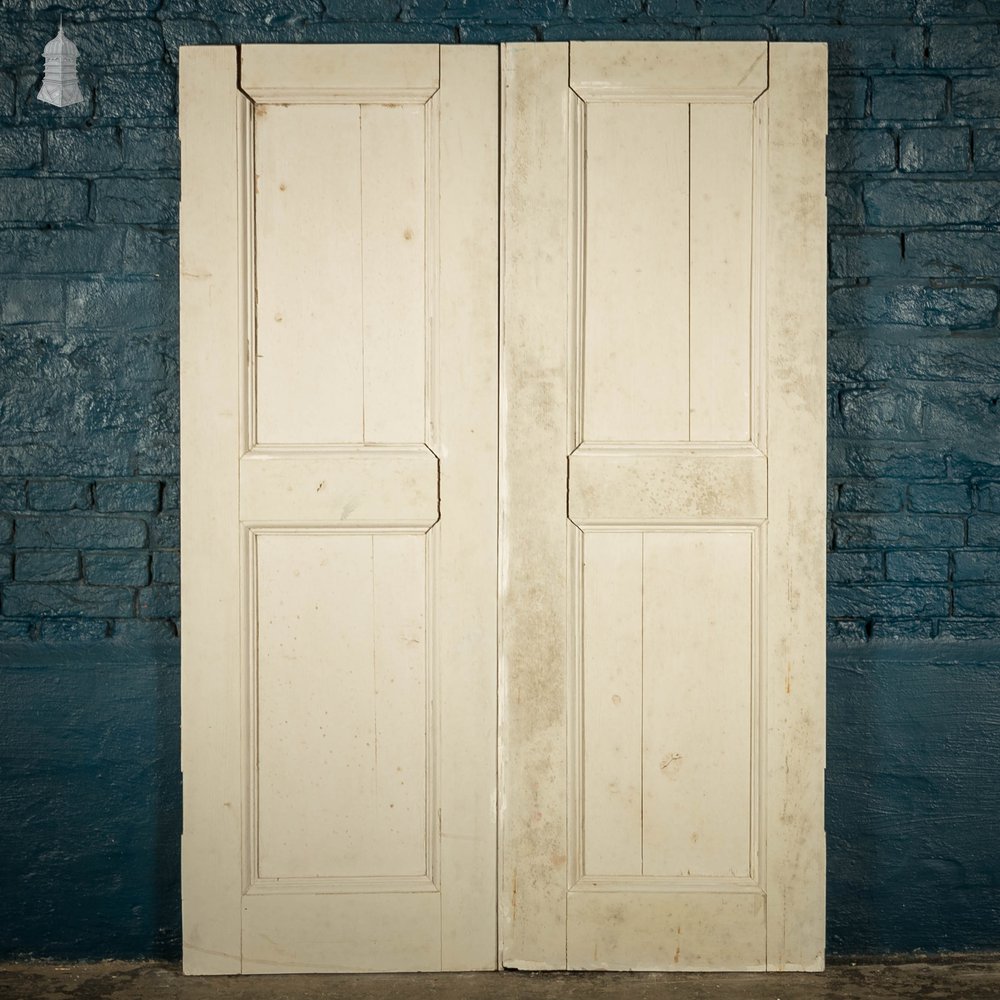 Pine Cupboard Door, White Painted 2 Moulded Panel Pair