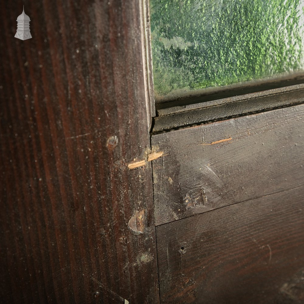 Glazed Double Doors, 19th C Pine with Green Glass