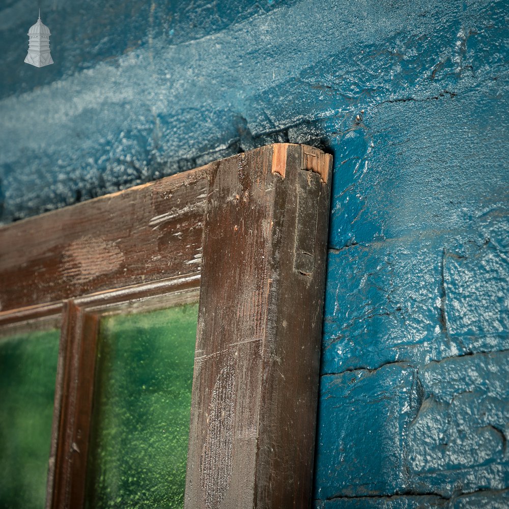 Glazed Double Doors, 19th C Pine with Green Glass