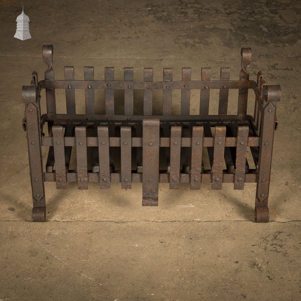 Rustic Fire Basket, Rivited Strap Iron