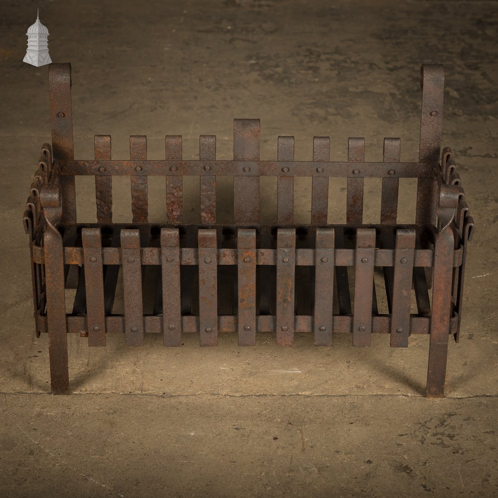 Rustic Fire Basket, Rivited Strap Iron