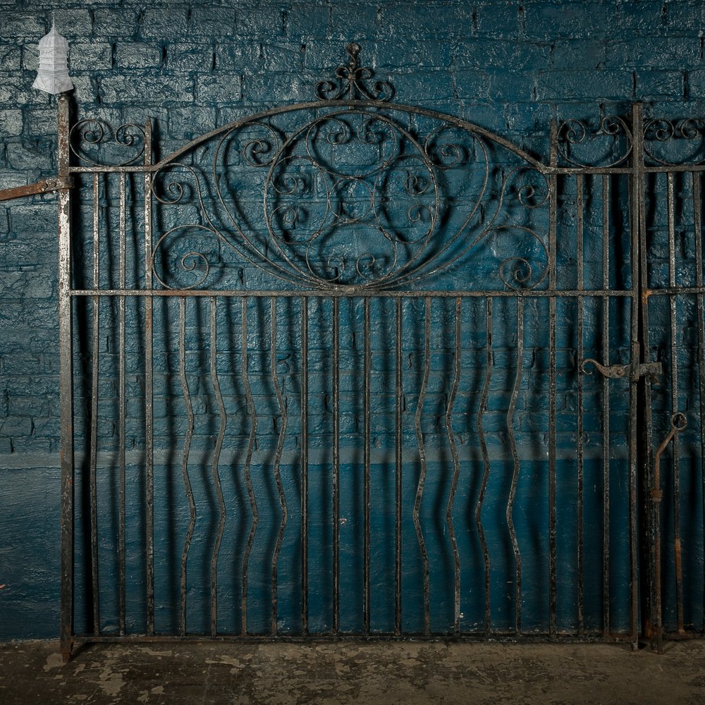 Driveway Entrance Gates, Wrought Iron with Ornate Scroll Design