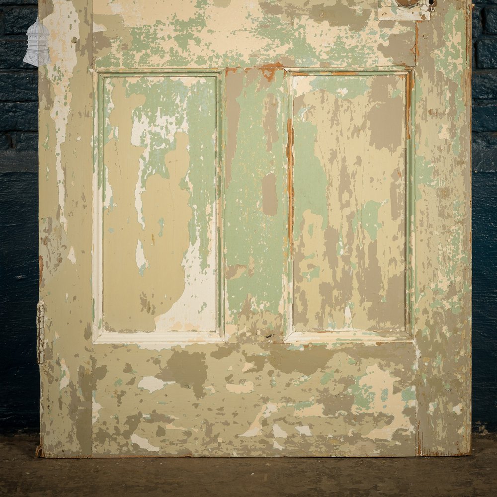 6 Panel Door, Moulded Panels with Distressed Green Paint