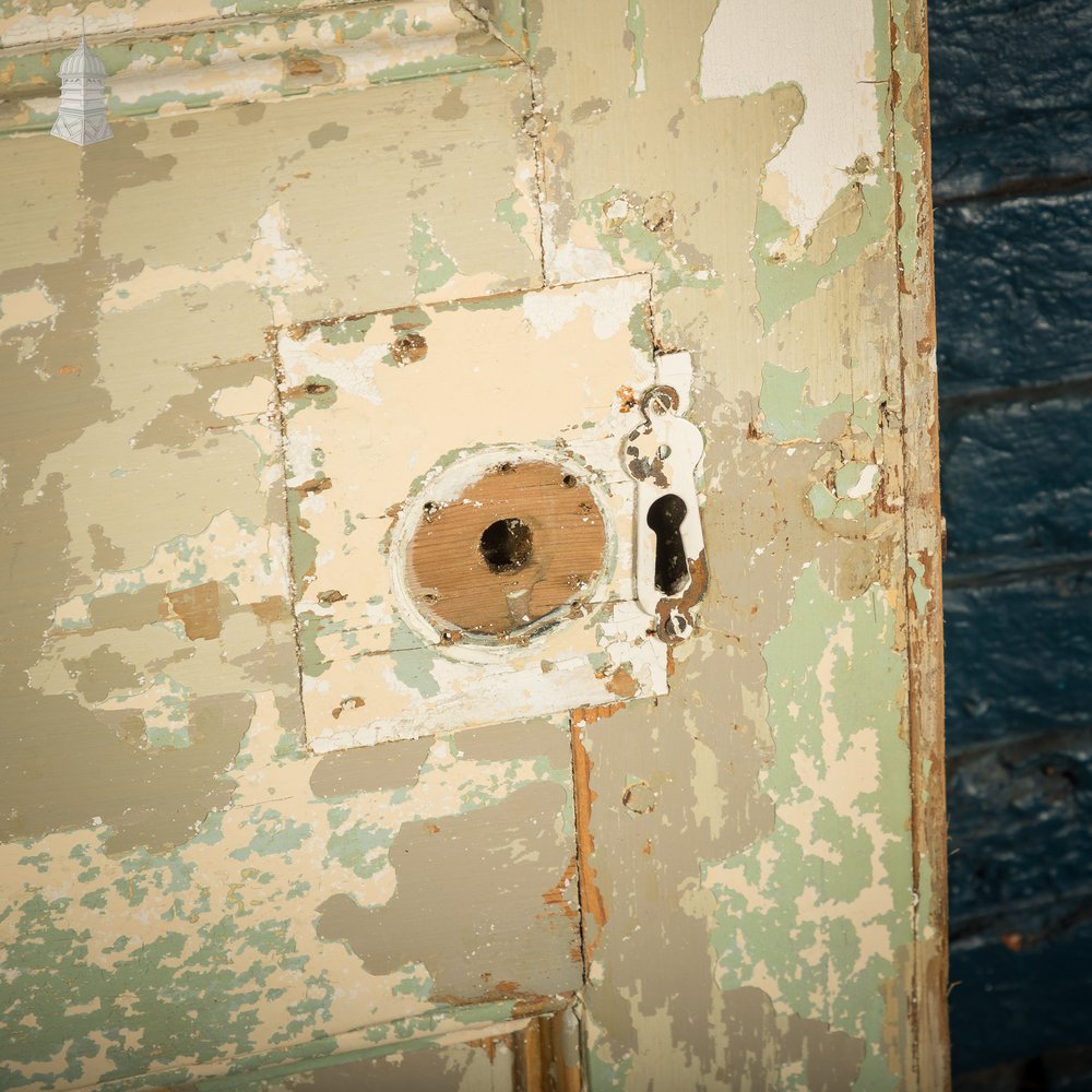 6 Panel Door, Moulded Panels with Distressed Green Paint