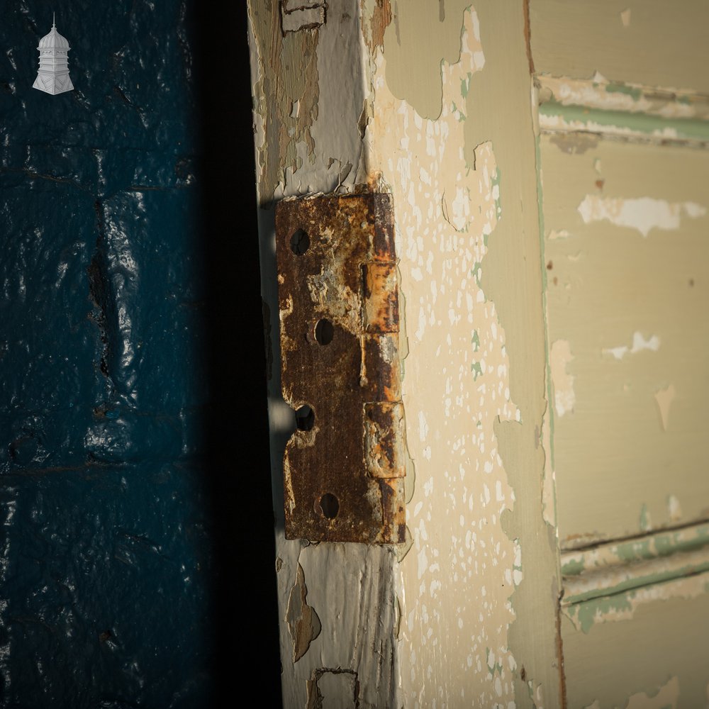 6 Panel Door, Moulded Panels with Distressed Green Paint