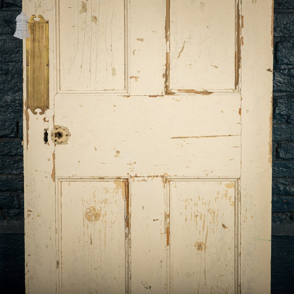 6 Panel Door, Moulded Panels with Distressed Green Paint