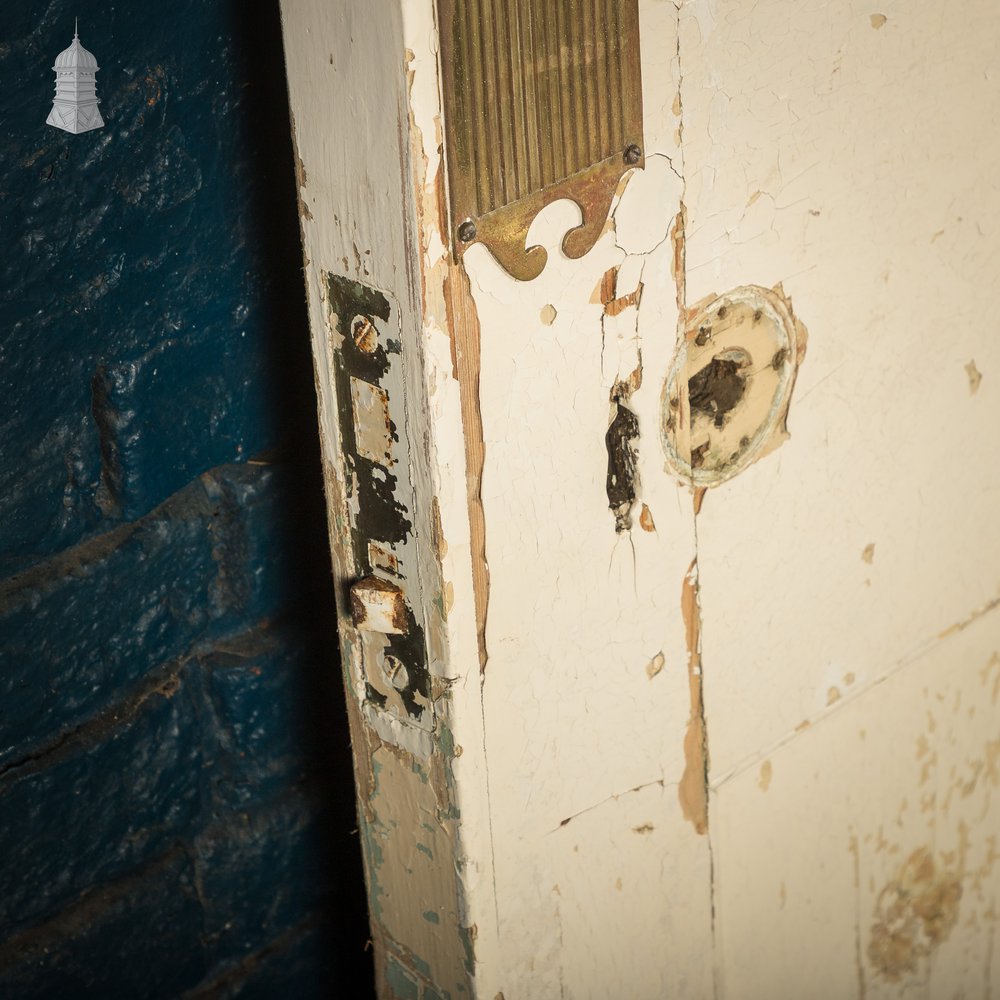 6 Panel Door, Moulded Panels with Distressed Green Paint