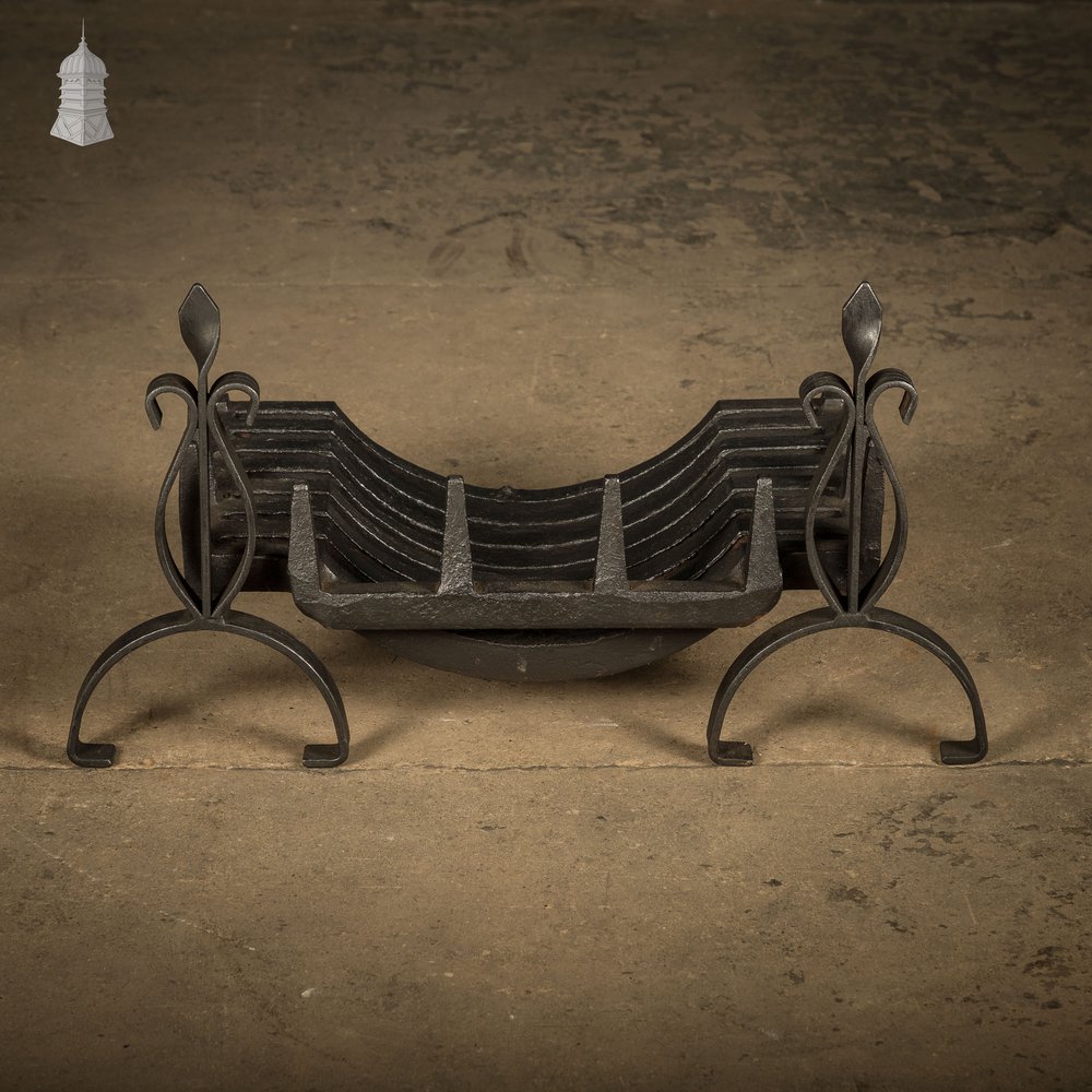 Fire Grate with Andirons, Cast Iron