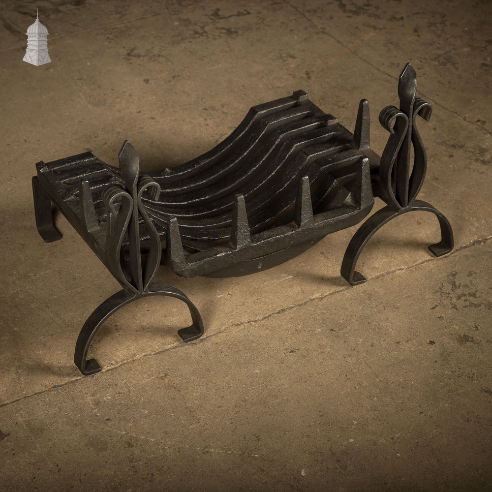 Fire Grate with Andirons, Cast Iron