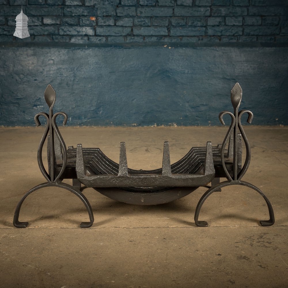 Fire Grate with Andirons, Cast Iron