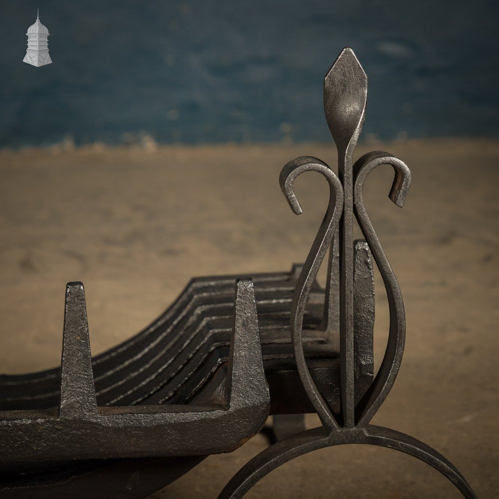 Fire Grate with Andirons, Cast Iron