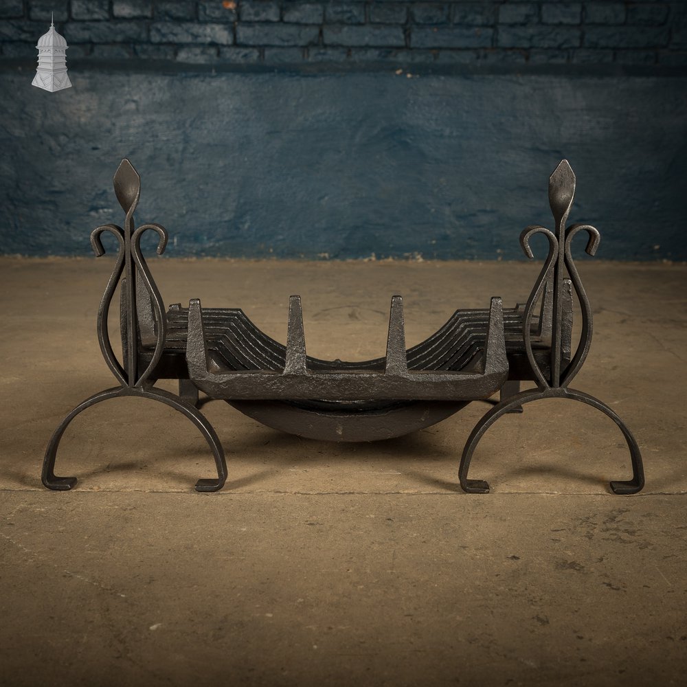 Fire Grate with Andirons, Cast Iron