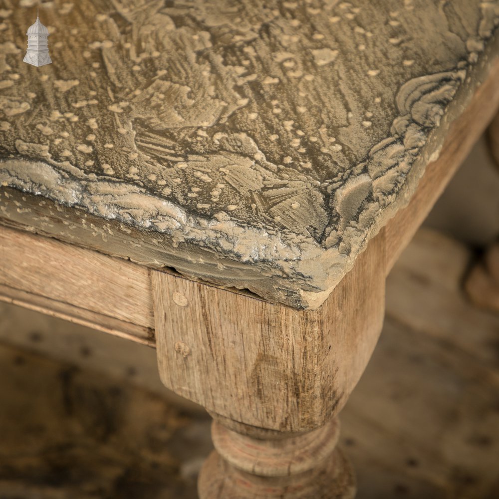 Coffee Table, 17th C Oak Base, Later Stone Top