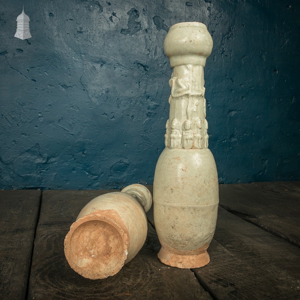 Qingbai Funerary Vases, pair of ceremonial burial urns Sony dynasty