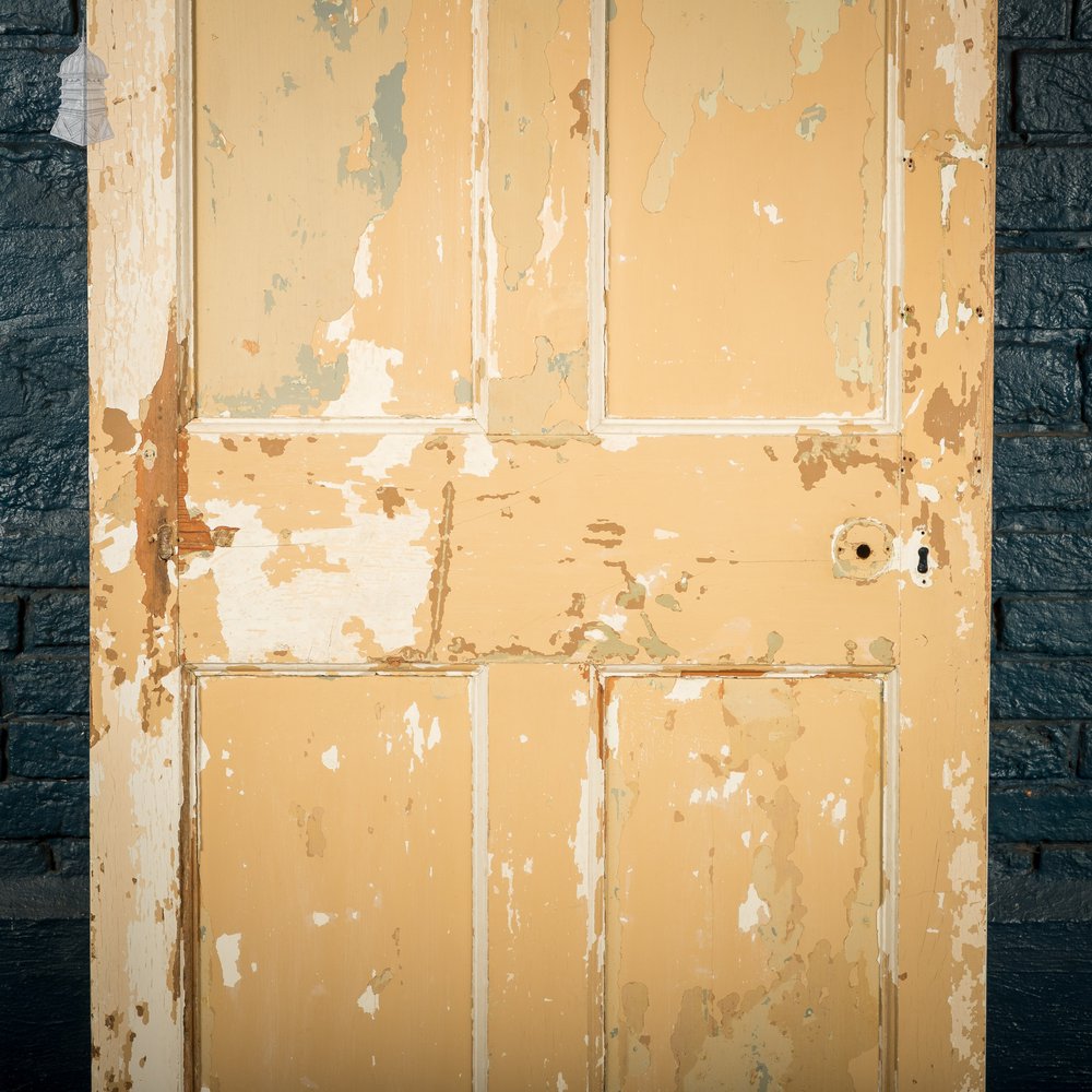 Moulded Panel Door, 6 Panels, Distressed Cream Paint