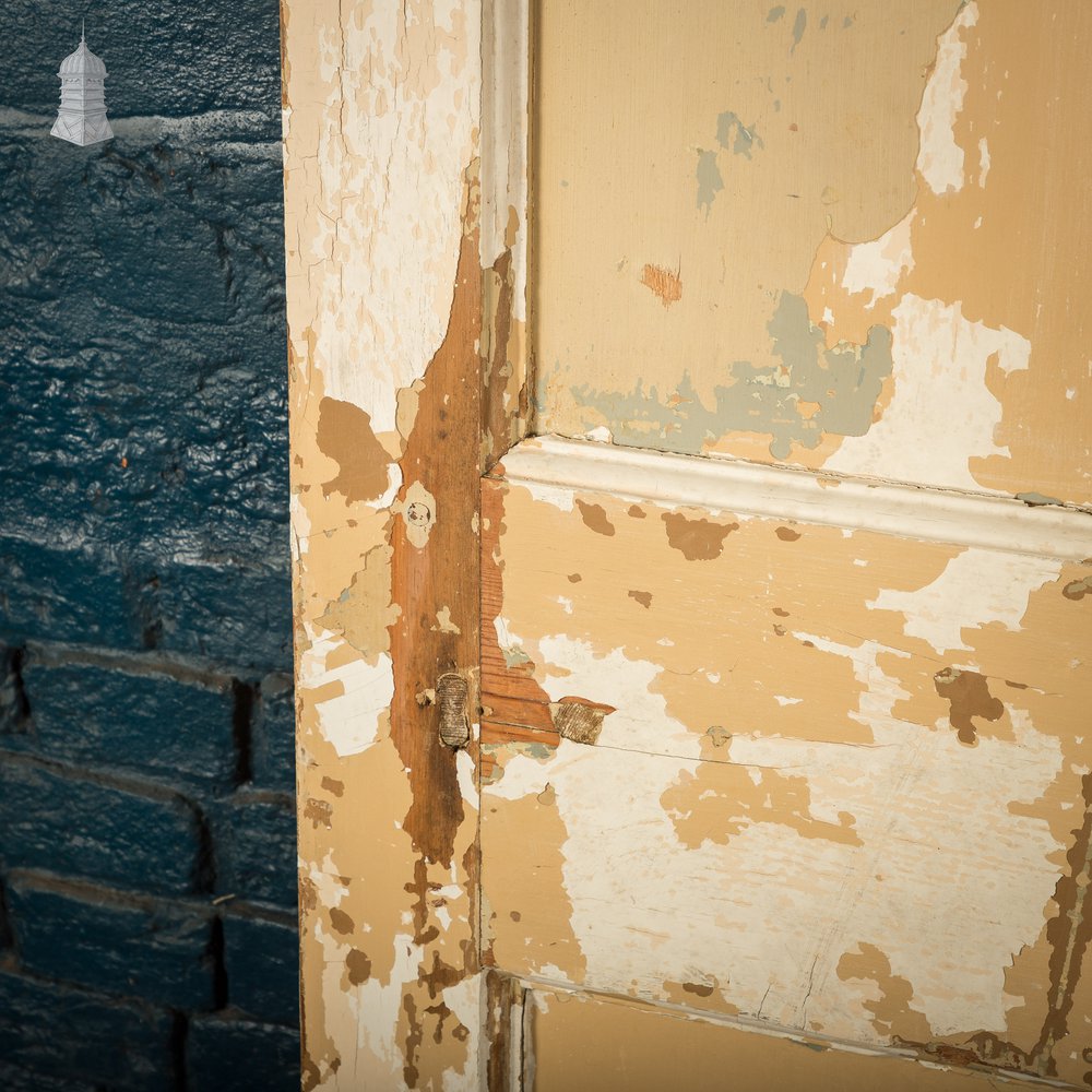 Moulded Panel Door, 6 Panels, Distressed Cream Paint