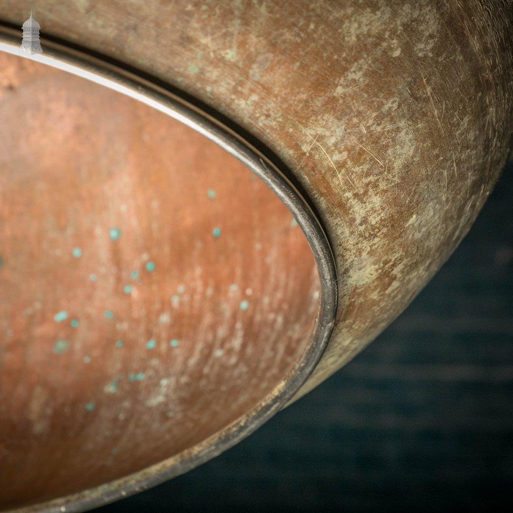 Copper Coating Vessel, Industrial Pot with White Painted Handles