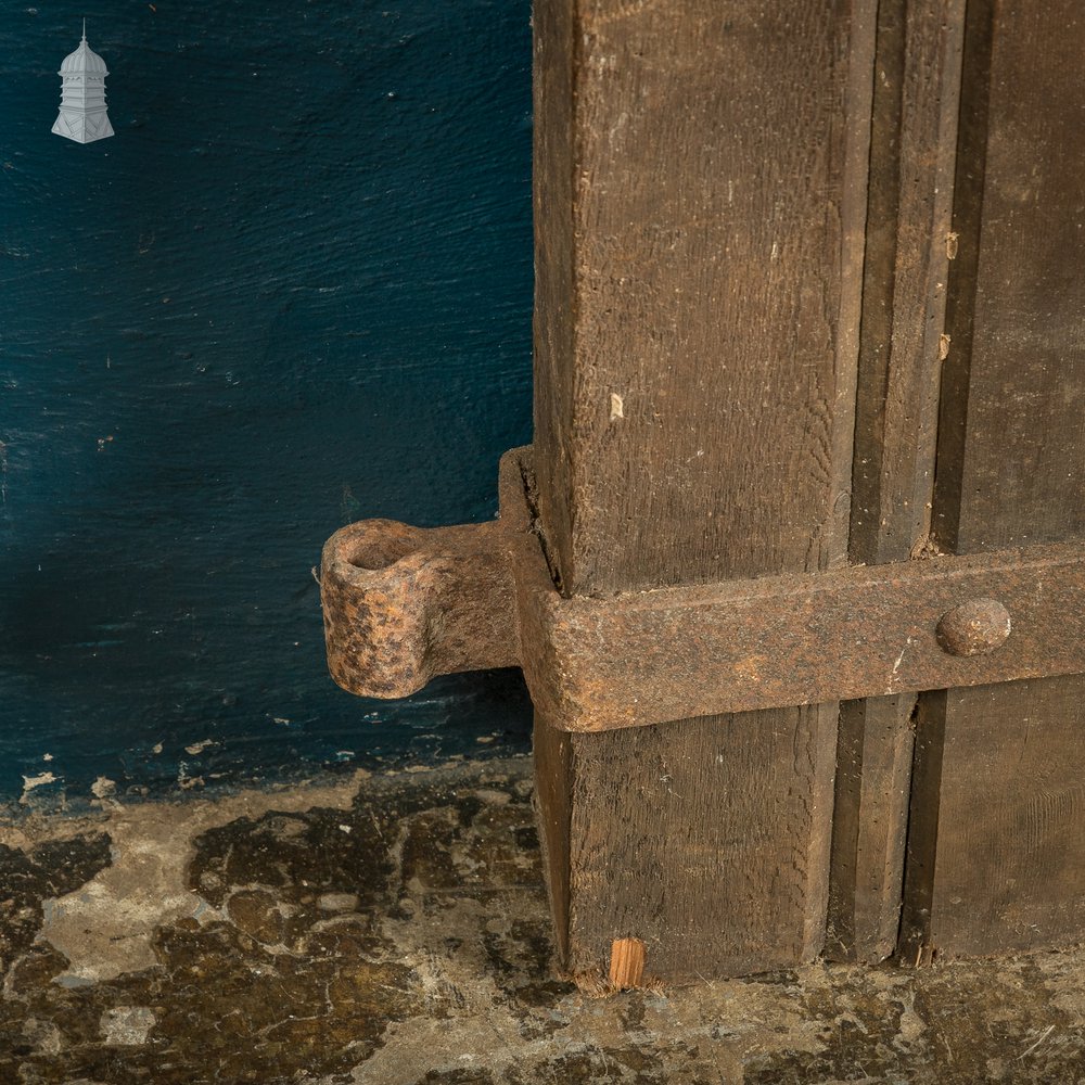 Rustic Pine ledged and Braced door with Large Iron strap hinges