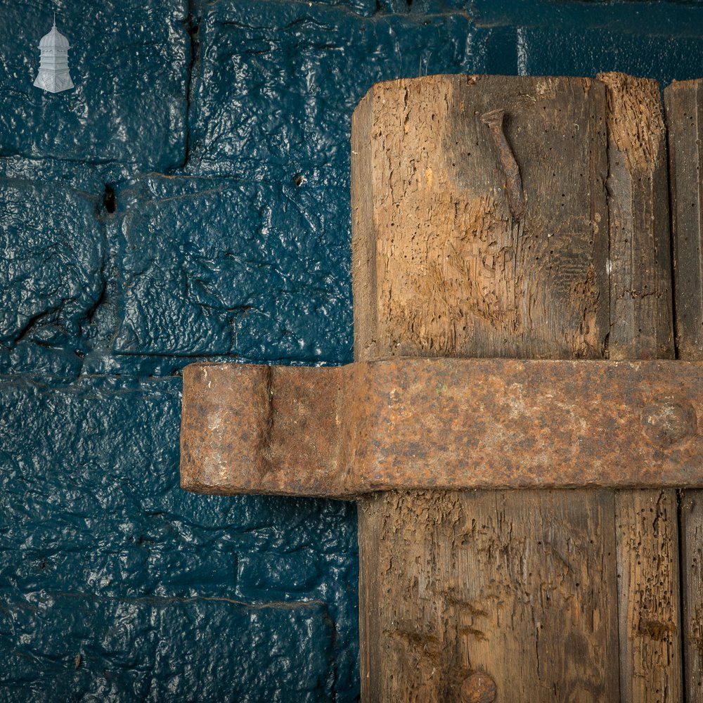 Rustic Pine ledged and Braced door with Large Iron strap hinges