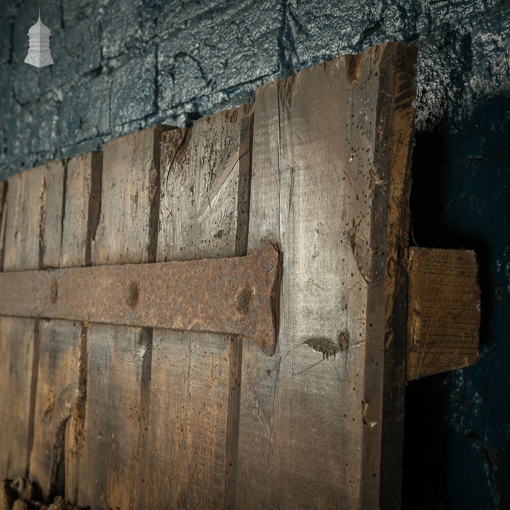 Rustic Pine ledged and Braced door with Large Iron strap hinges