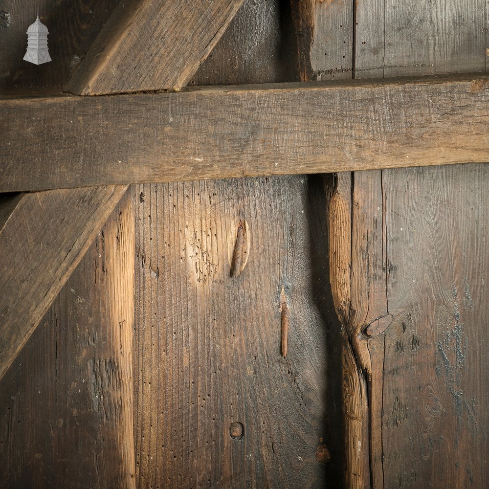 Rustic Pine ledged and Braced door with Large Iron strap hinges