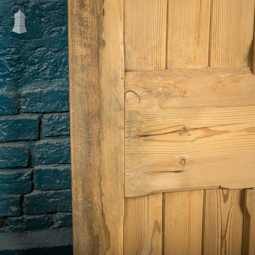 Cottage Door, 19th C Paneled Pine with Stop Chamfer Detail