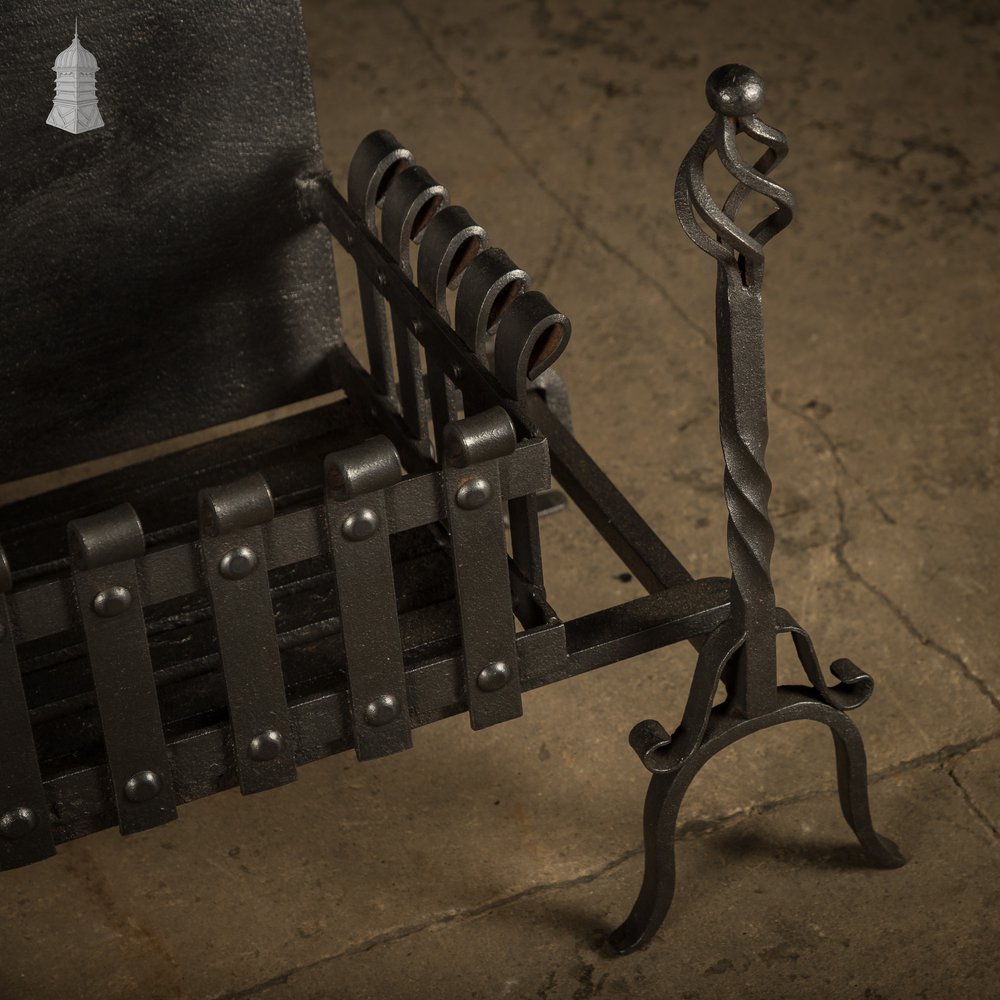 Fire Grate with Andirons, Cast Iron