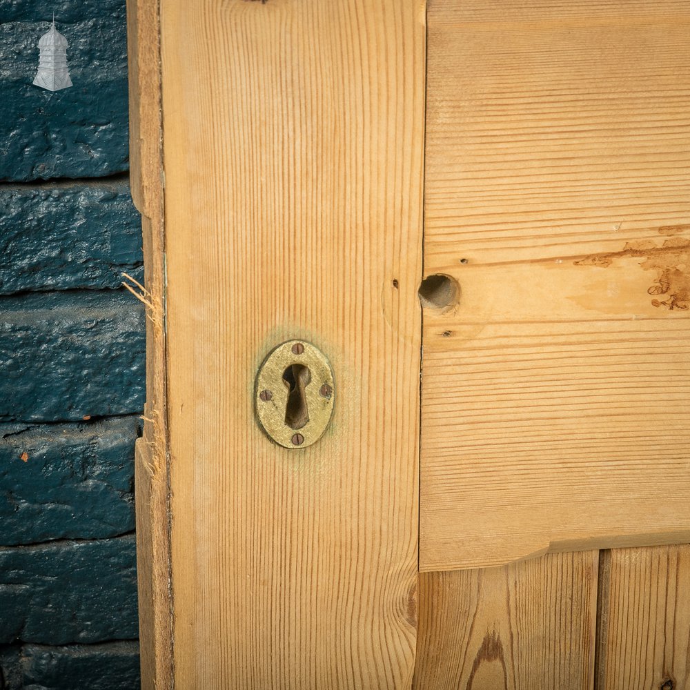 Cottage Door, 19th C Paneled Pine with Stop Chamfer Detail