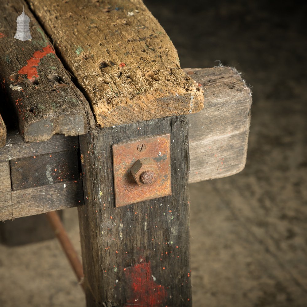 Industrial Workbench Table, Workshop Trestle Vintage Coffee Table