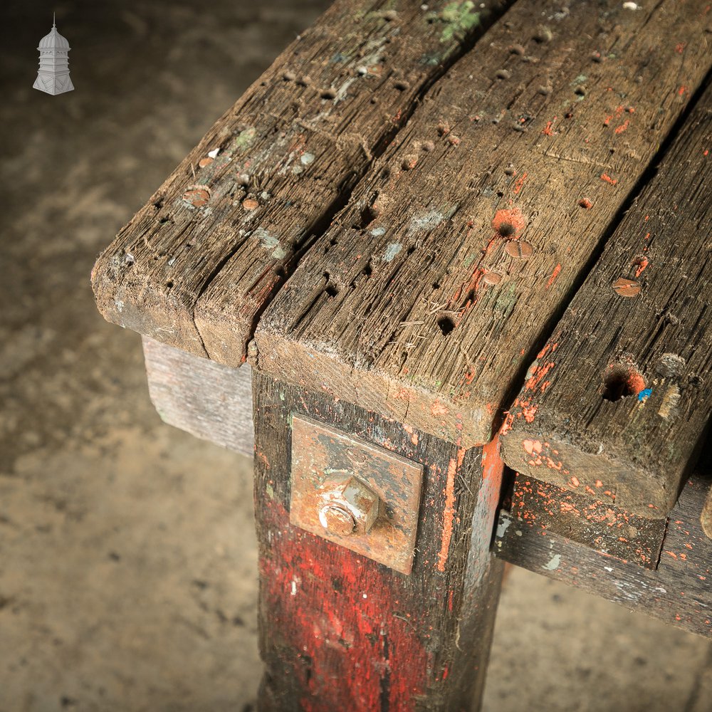 Industrial Workbench Table, Workshop Trestle Vintage Coffee Table