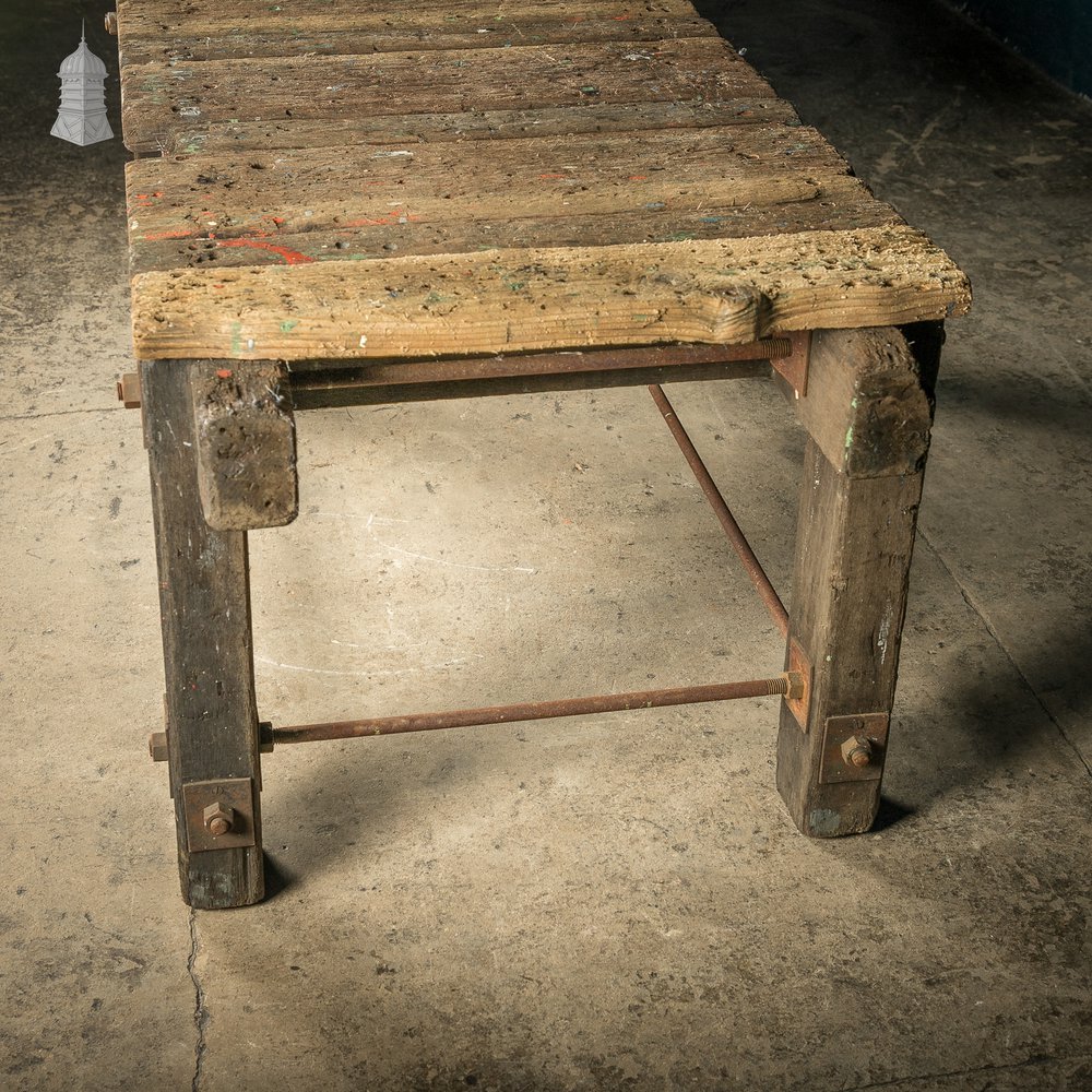 Industrial Workbench Table, Workshop Trestle Vintage Coffee Table