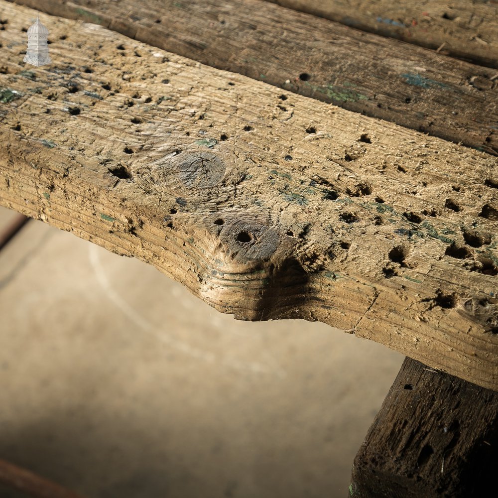 Industrial Workbench Table, Workshop Trestle Vintage Coffee Table