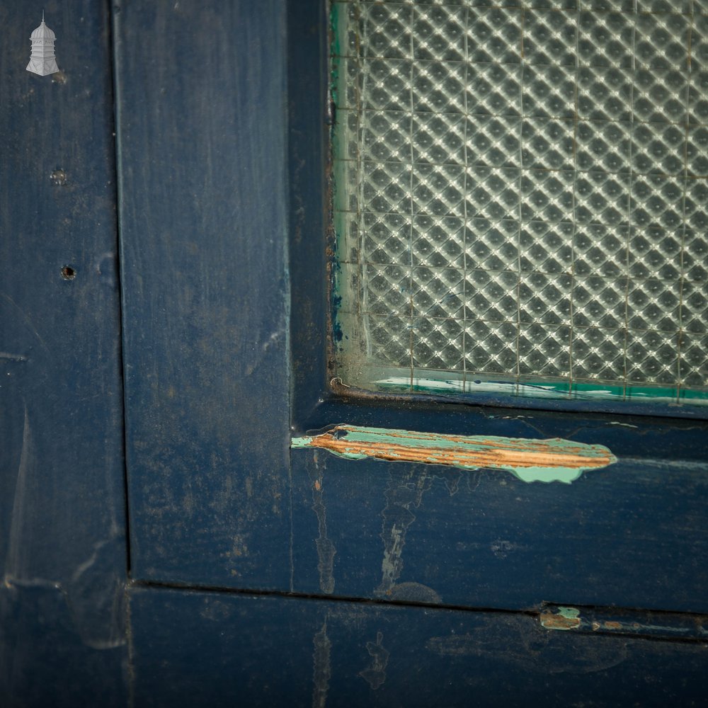 Half Glazed Door, Green Painted Pitch Pine with ‘Pyramid’ Style Textured Glazing