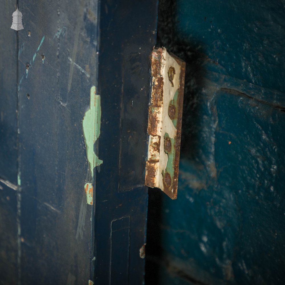 Half Glazed Door, Green Painted Pitch Pine with ‘Pyramid’ Style Textured Glazing