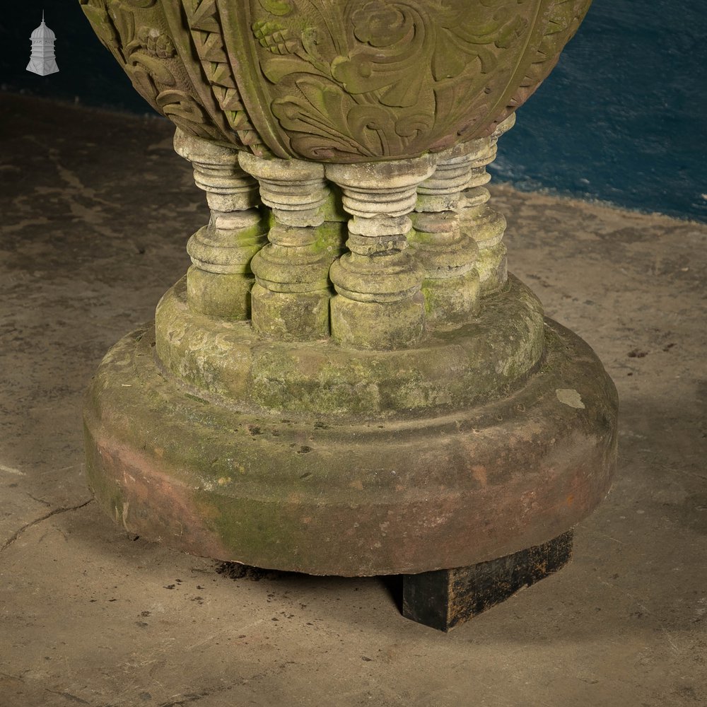 Sandstone Carved Font, Weathered Appearance