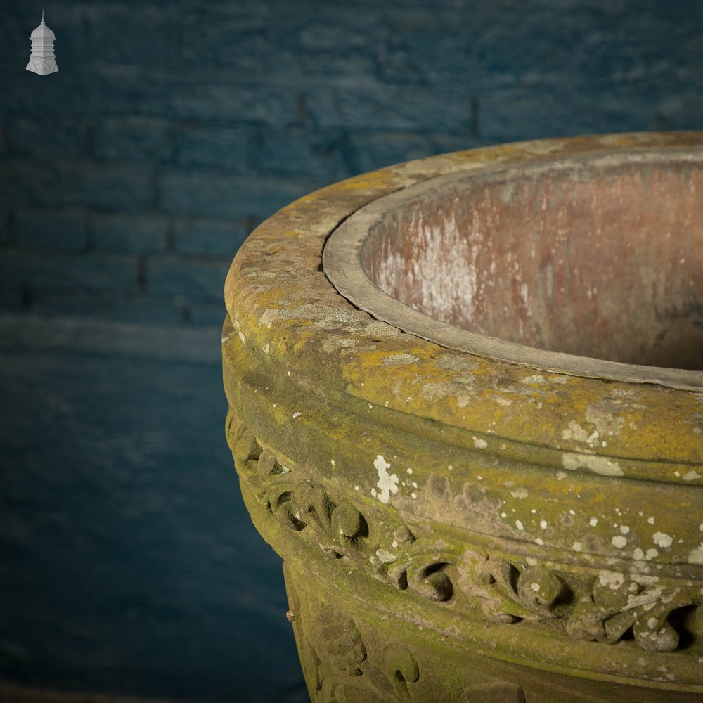 Sandstone Carved Font, Weathered Appearance